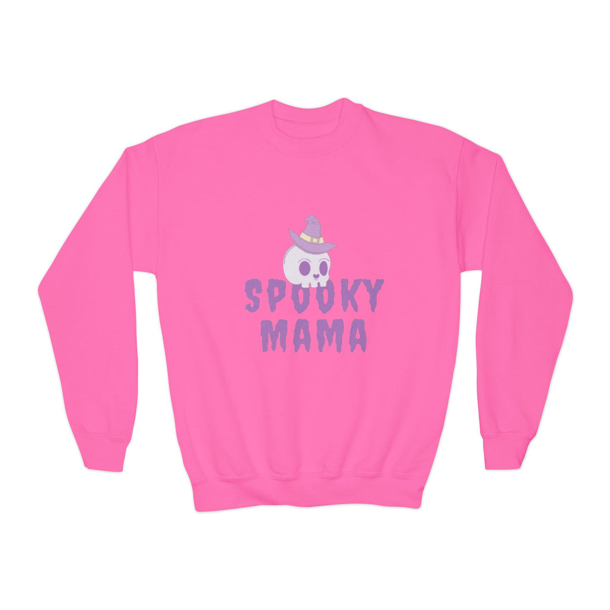 Youth Sweatshirt — "Spooky Mama" Ghost Halloween Crewneck