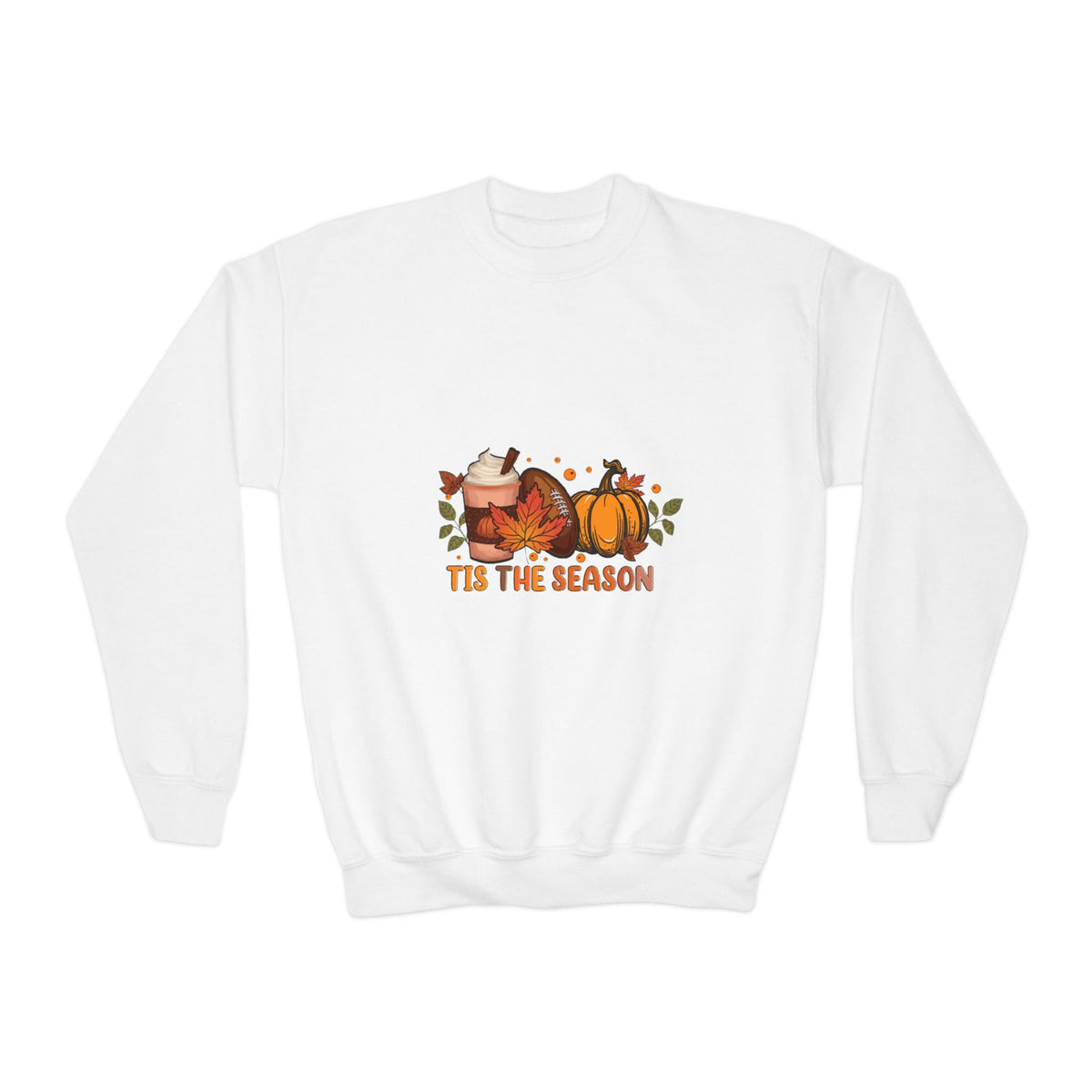 Youth Crewneck Sweatshirt — "Tis the Season" Pumpkin Fall Graphic