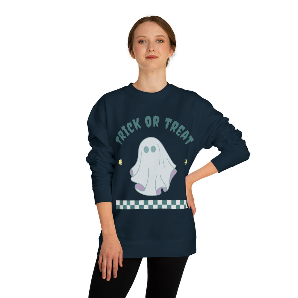 Halloween Ghost Sweatshirt — "Happy Halloween" Trick or Treat Crewneck