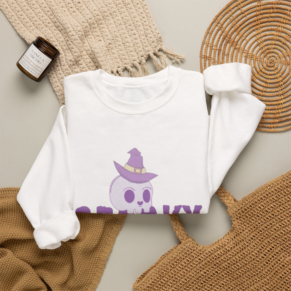 Spooky Mama Sweatshirt – Cute Purple Skull Witch Halloween Crewneck