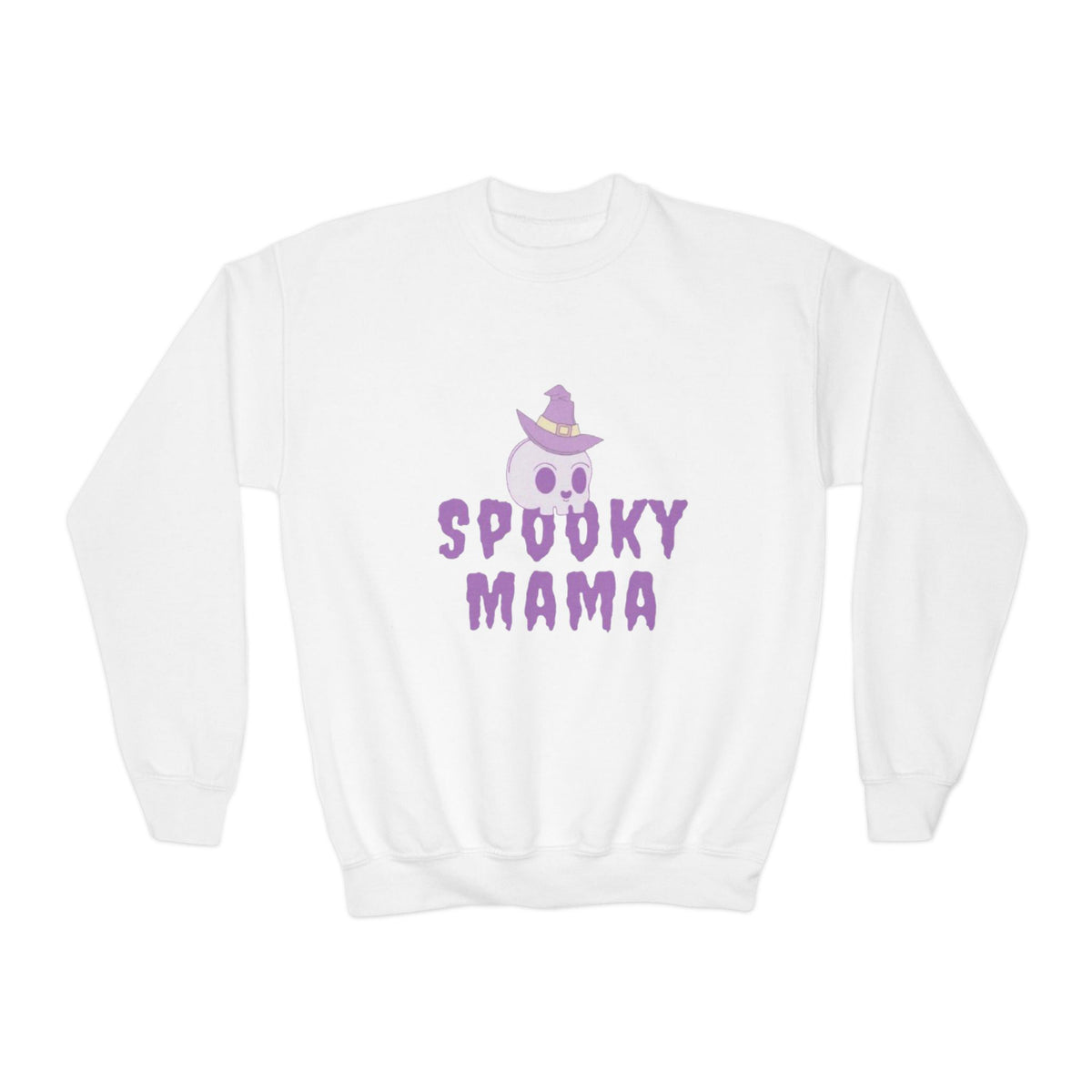 Youth Sweatshirt — "Spooky Mama" Ghost Halloween Crewneck