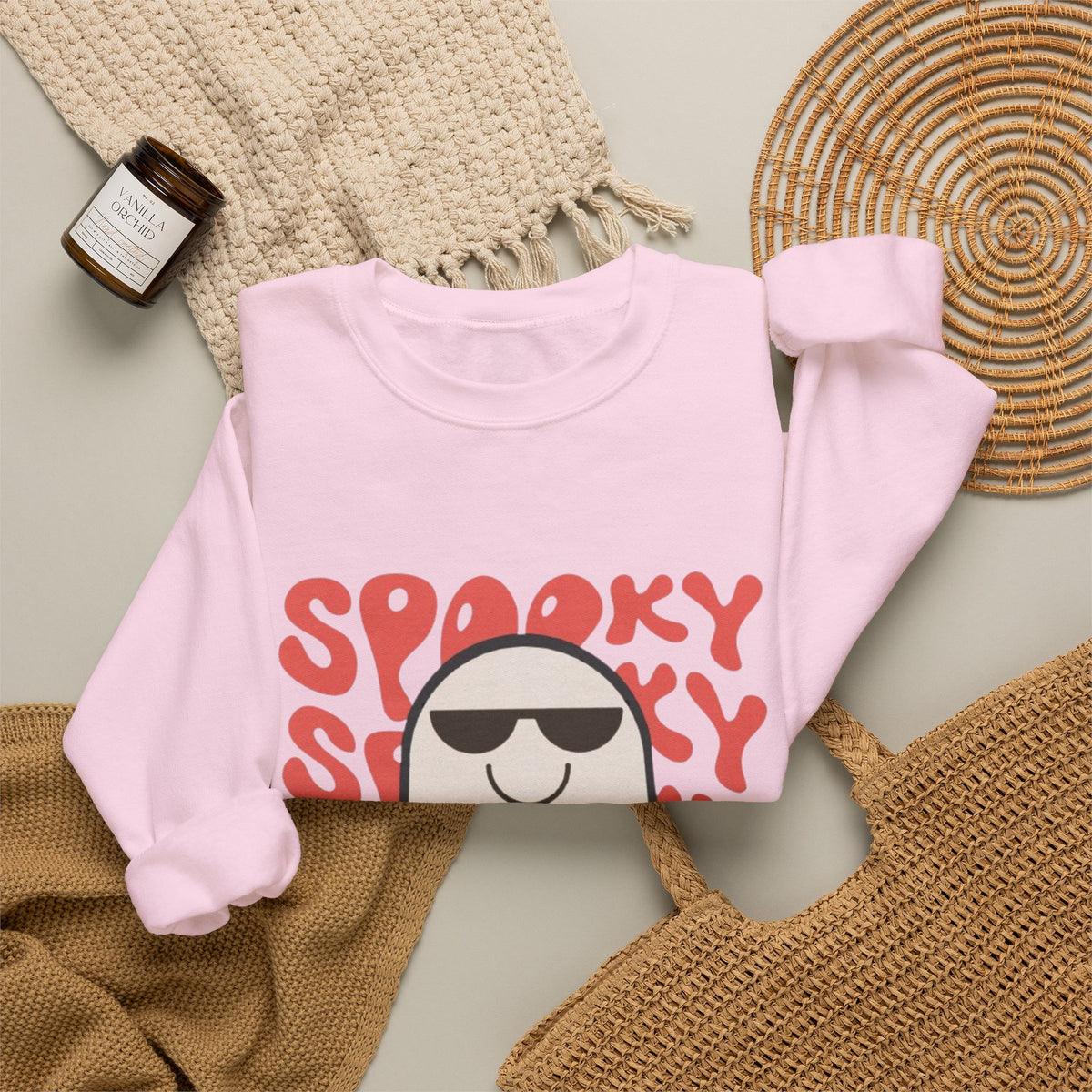 Ghost Graphic Sweatshirt — "Spooky" Retro Cute Halloween Crewneck