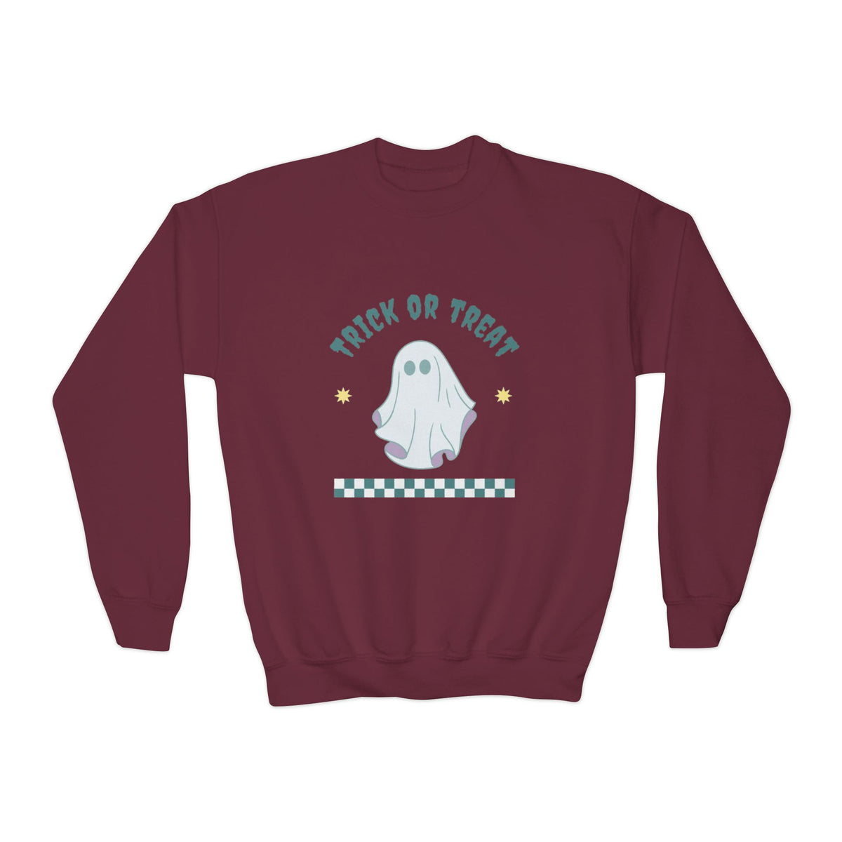 Youth Halloween Sweatshirt - 'Trick or Treat' Cute Ghost Crewneck