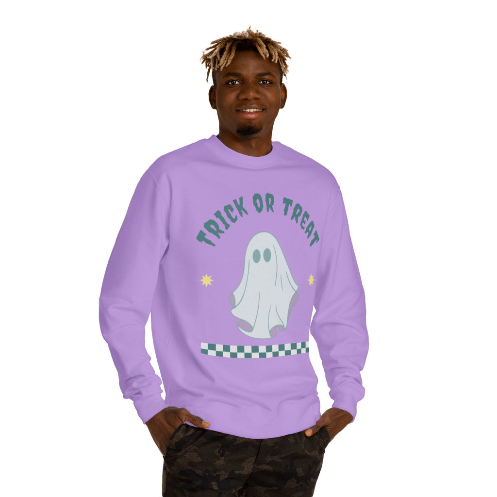 Halloween Ghost Sweatshirt — "Happy Halloween" Trick or Treat Crewneck