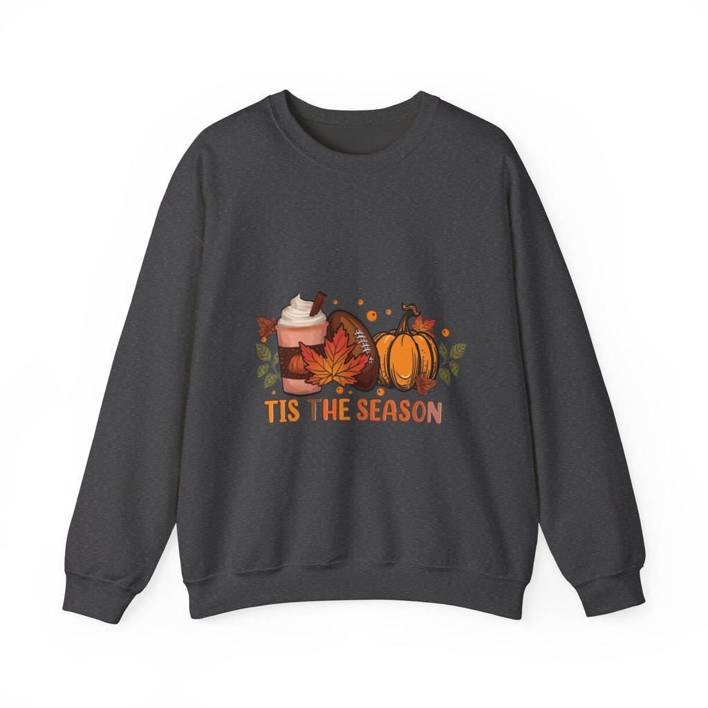 Fall Crewneck Sweatshirt - "Tis The Season" Pumpkin & Latte Autumn Design