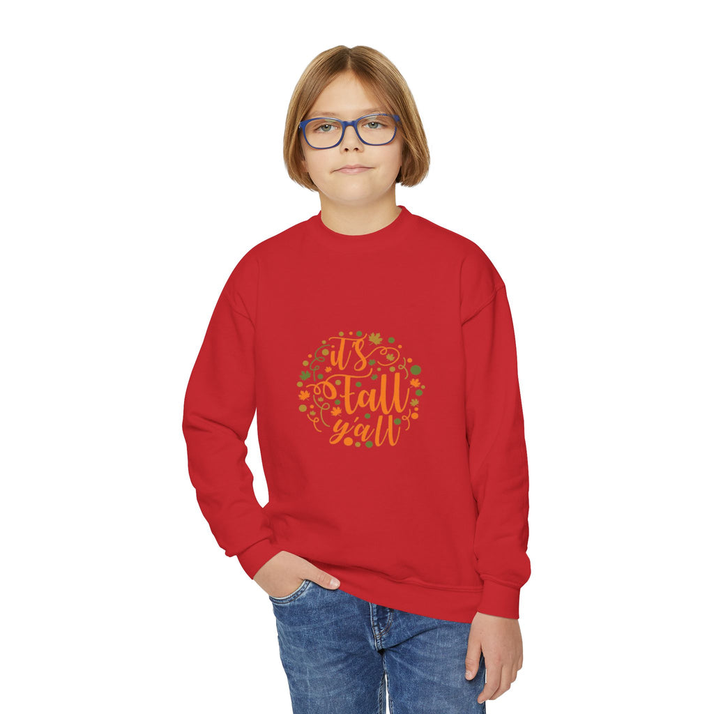 Youth Crewneck Sweatshirt — "It's Fall Y'all" Autumn Kids Pullover