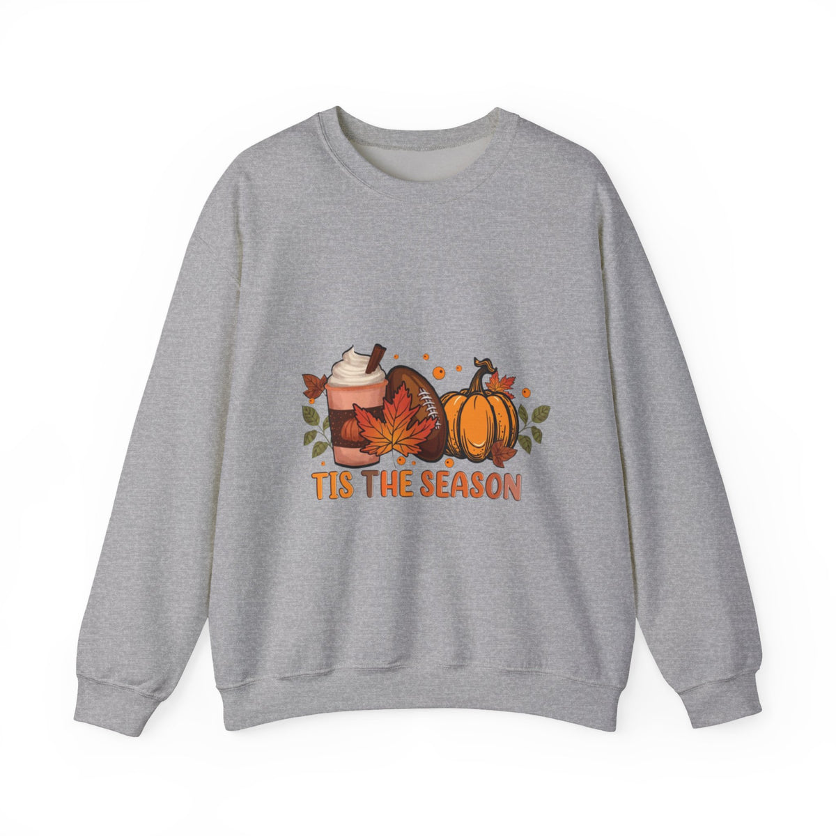 Fall Crewneck Sweatshirt - "Tis The Season" Pumpkin & Latte Autumn Design