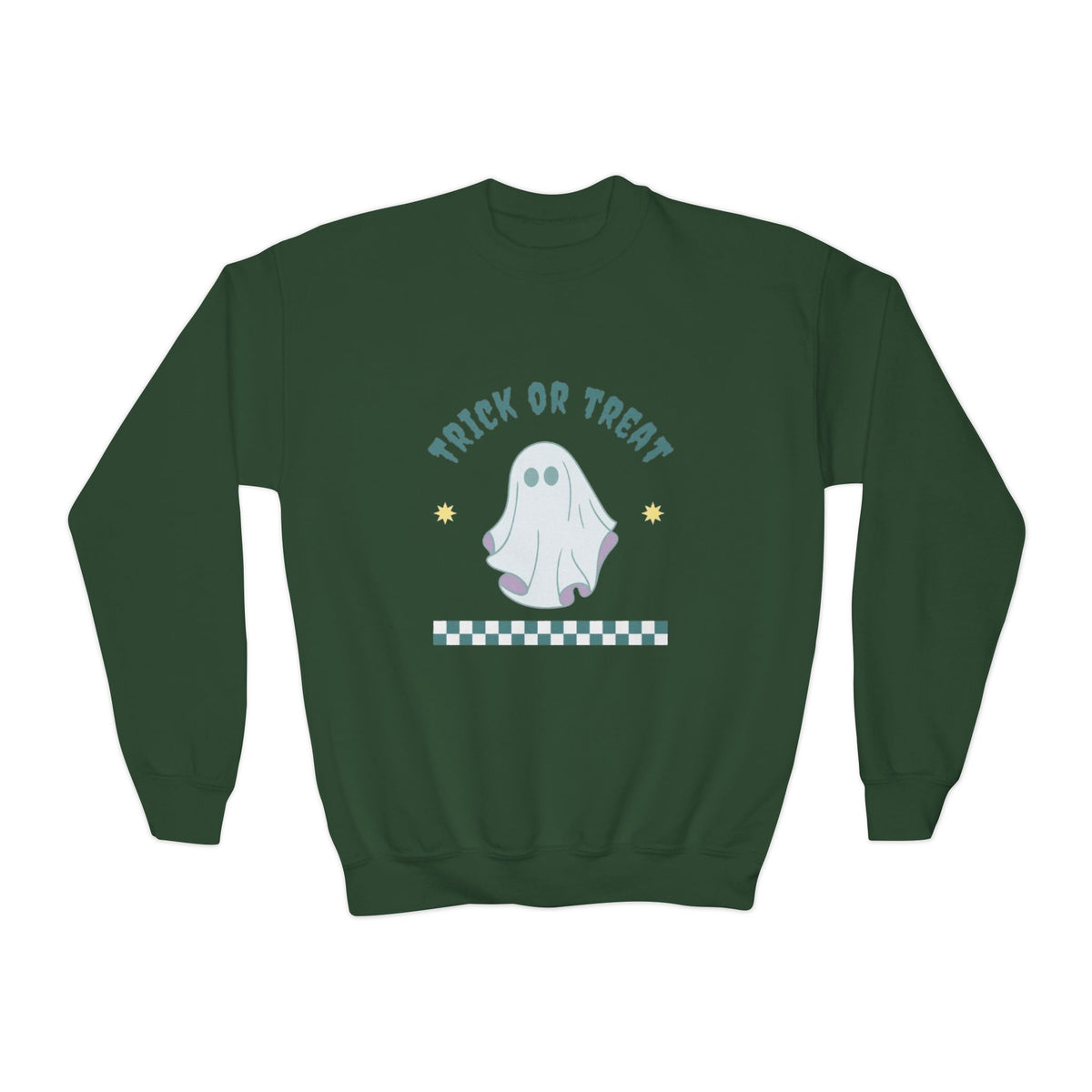 Youth Halloween Sweatshirt - 'Trick or Treat' Cute Ghost Crewneck