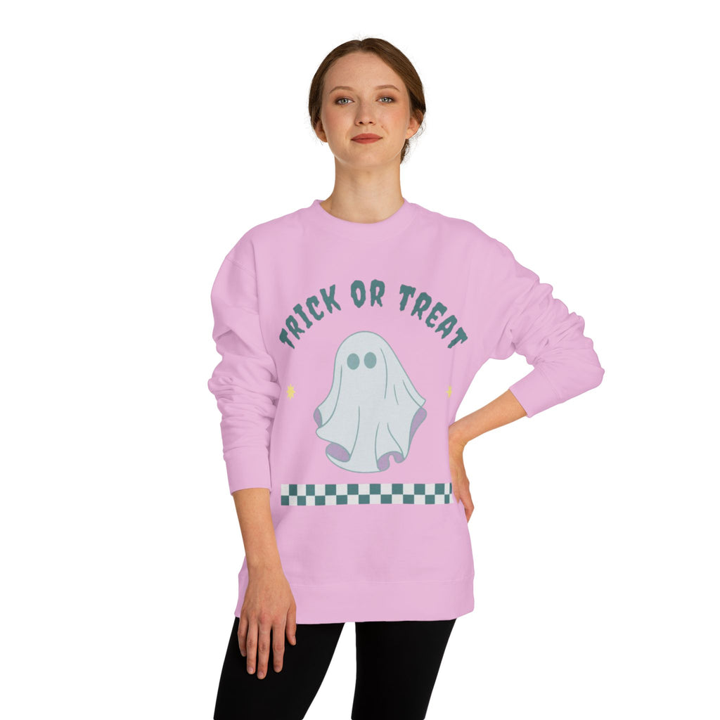 Halloween Ghost Sweatshirt — "Happy Halloween" Trick or Treat Crewneck