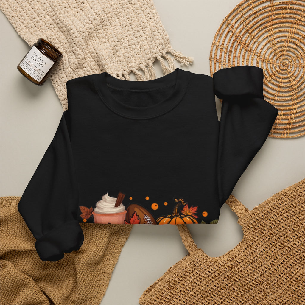 Fall Crewneck Sweatshirt - "Tis The Season" Pumpkin & Latte Autumn Design