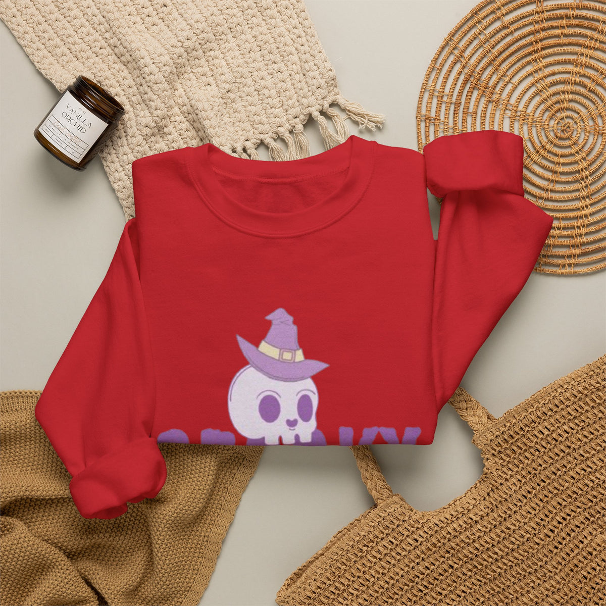 Spooky Mama Sweatshirt – Cute Purple Skull Witch Halloween Crewneck