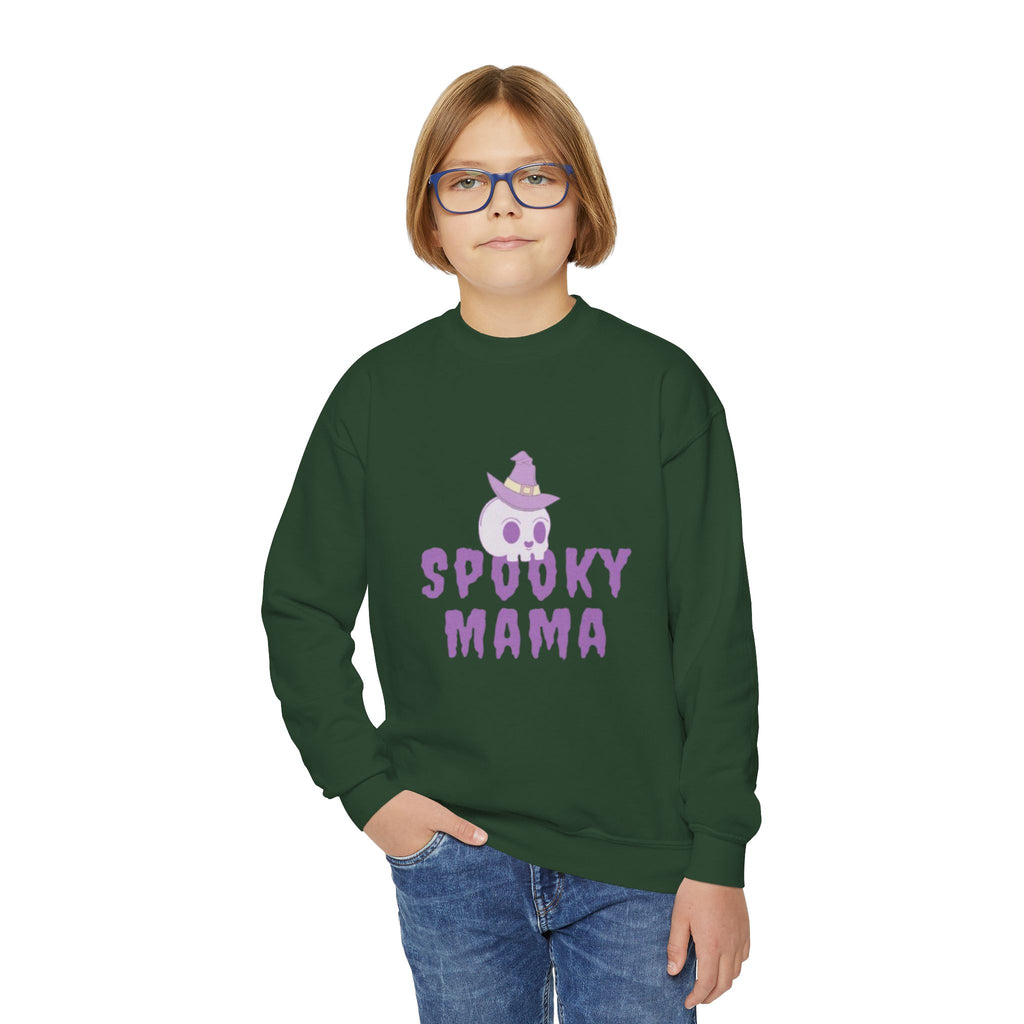 Youth Sweatshirt — "Spooky Mama" Ghost Halloween Crewneck