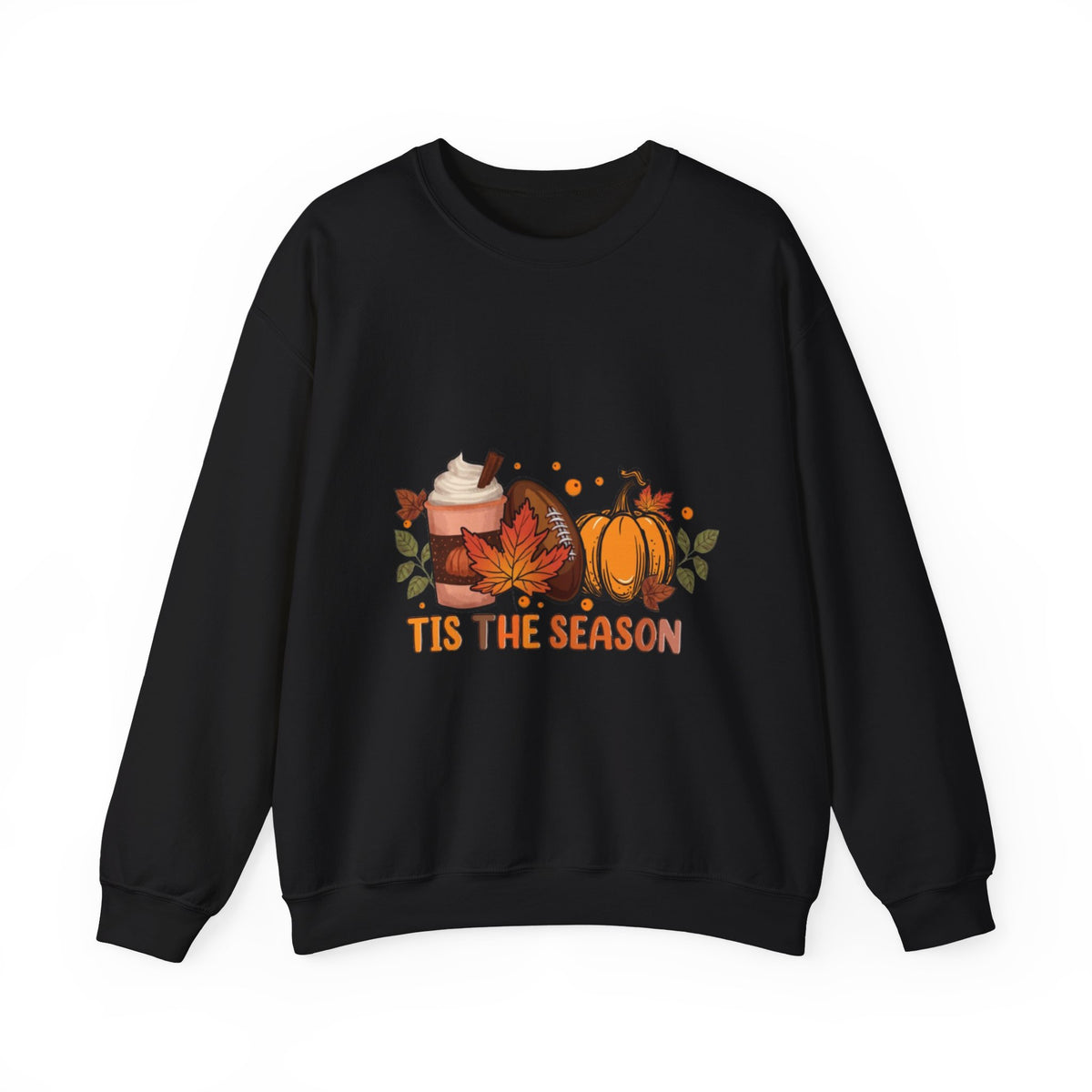 Fall Crewneck Sweatshirt - "Tis The Season" Pumpkin & Latte Autumn Design