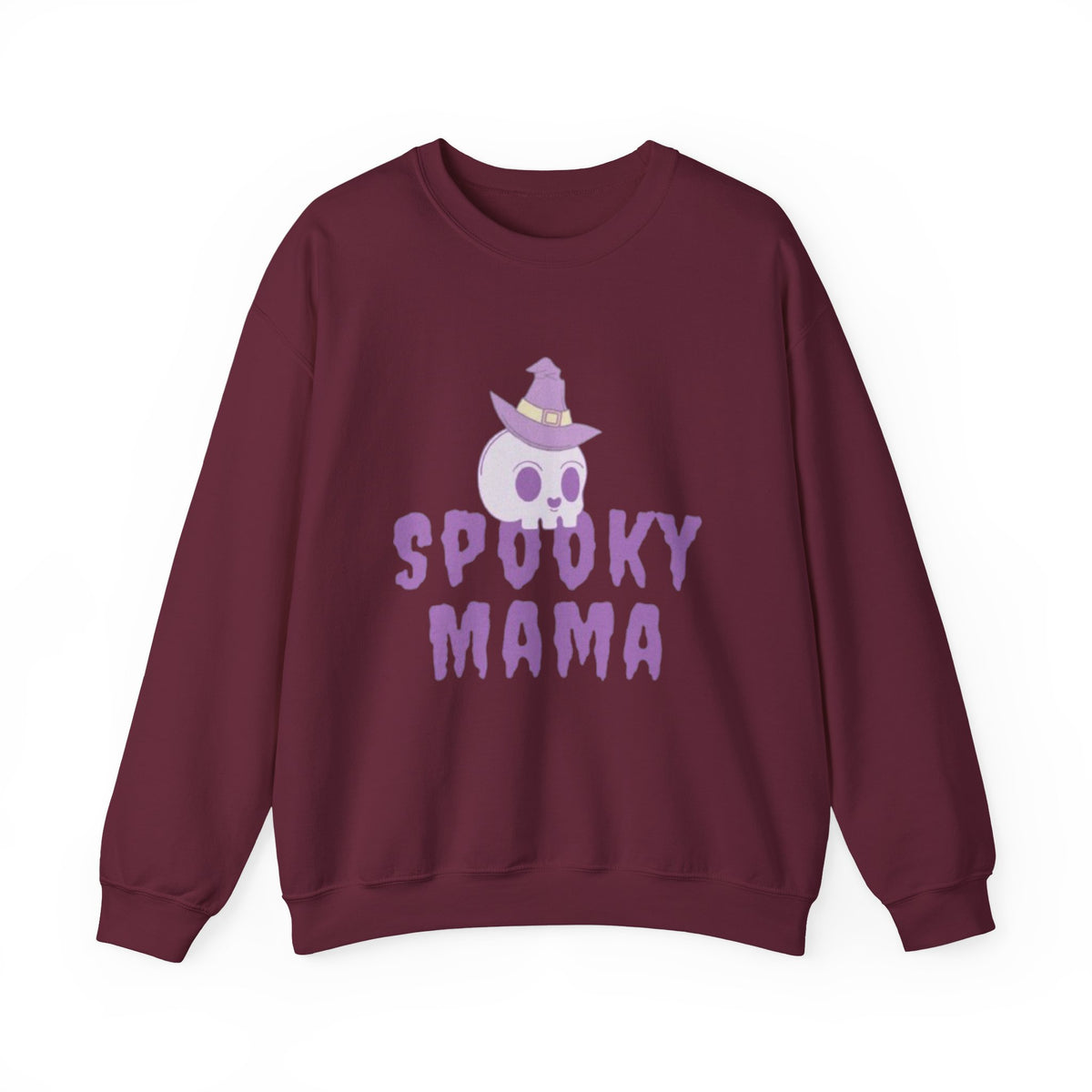 Spooky Mama Sweatshirt – Cute Purple Skull Witch Halloween Crewneck