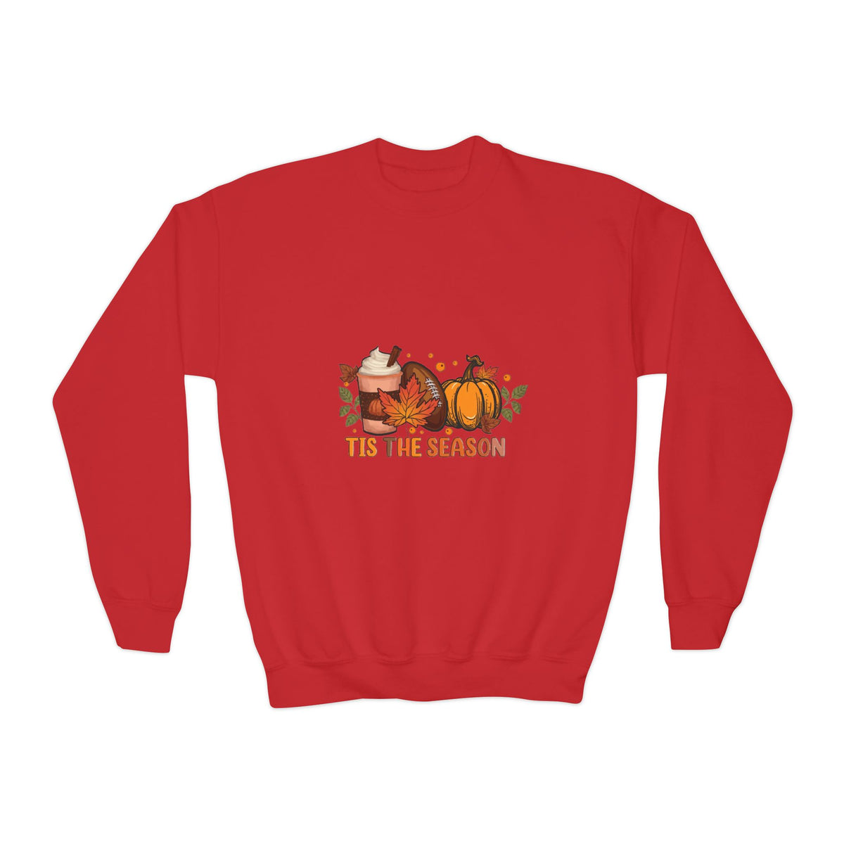 Youth Crewneck Sweatshirt — "Tis the Season" Pumpkin Fall Graphic