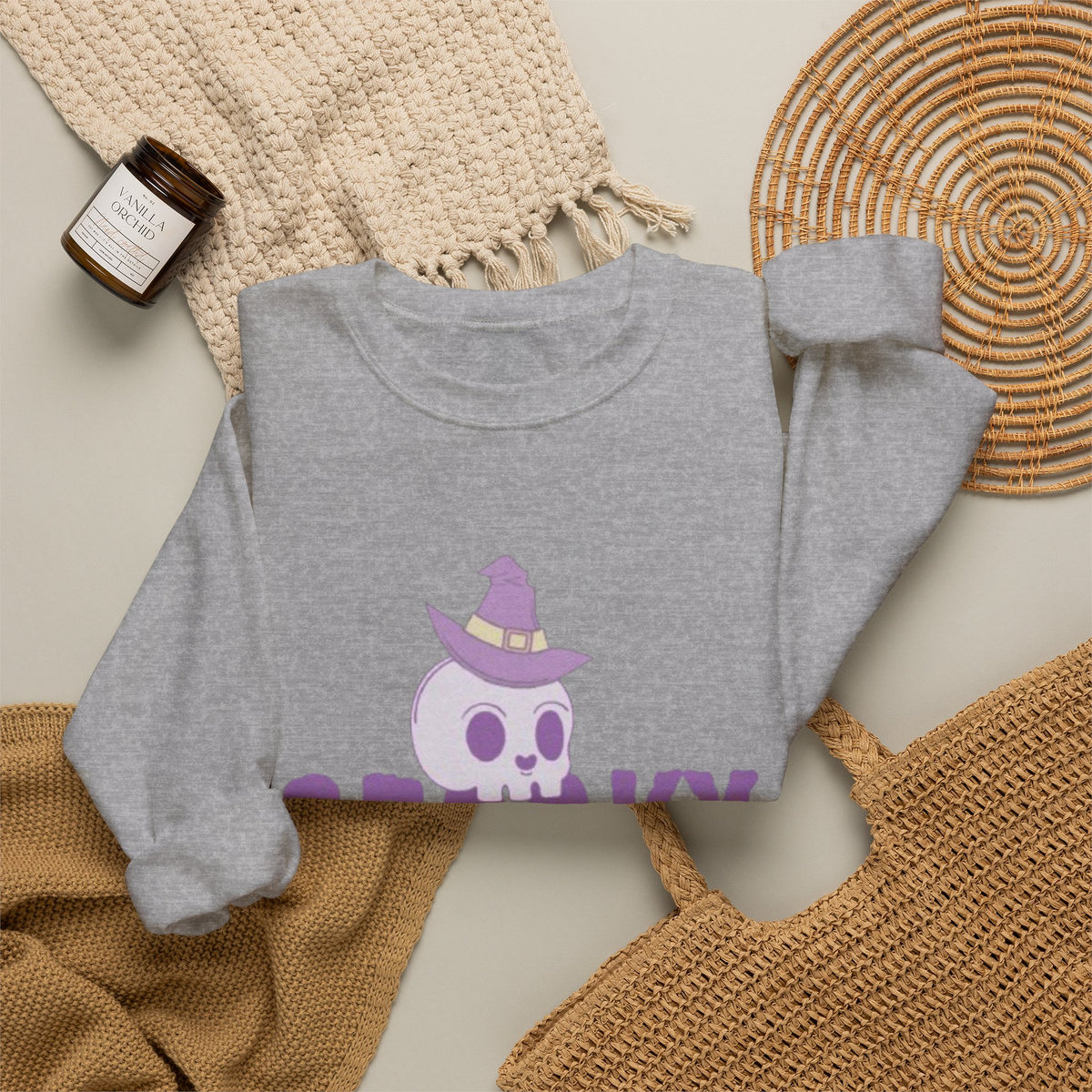 Spooky Mama Sweatshirt – Cute Purple Skull Witch Halloween Crewneck