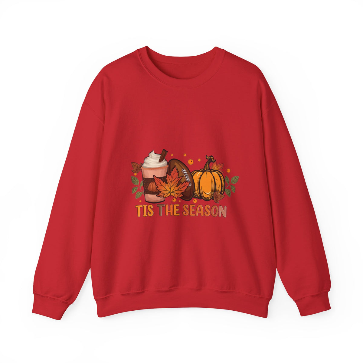 Fall Crewneck Sweatshirt - "Tis The Season" Pumpkin & Latte Autumn Design