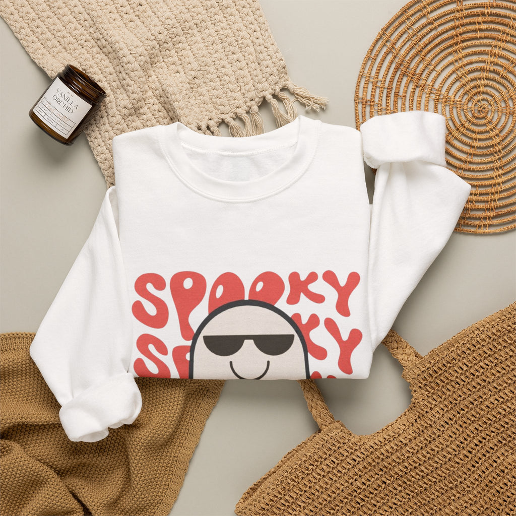 Ghost Graphic Sweatshirt — "Spooky" Retro Cute Halloween Crewneck