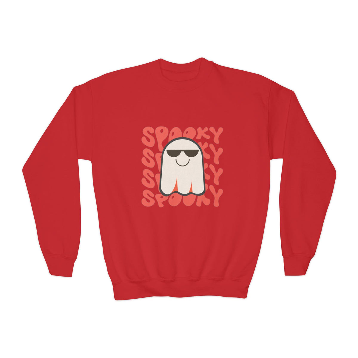 Youth Crewneck Sweatshirt — 'Spooky' Cool Ghost Kids Halloween Sweatshirt