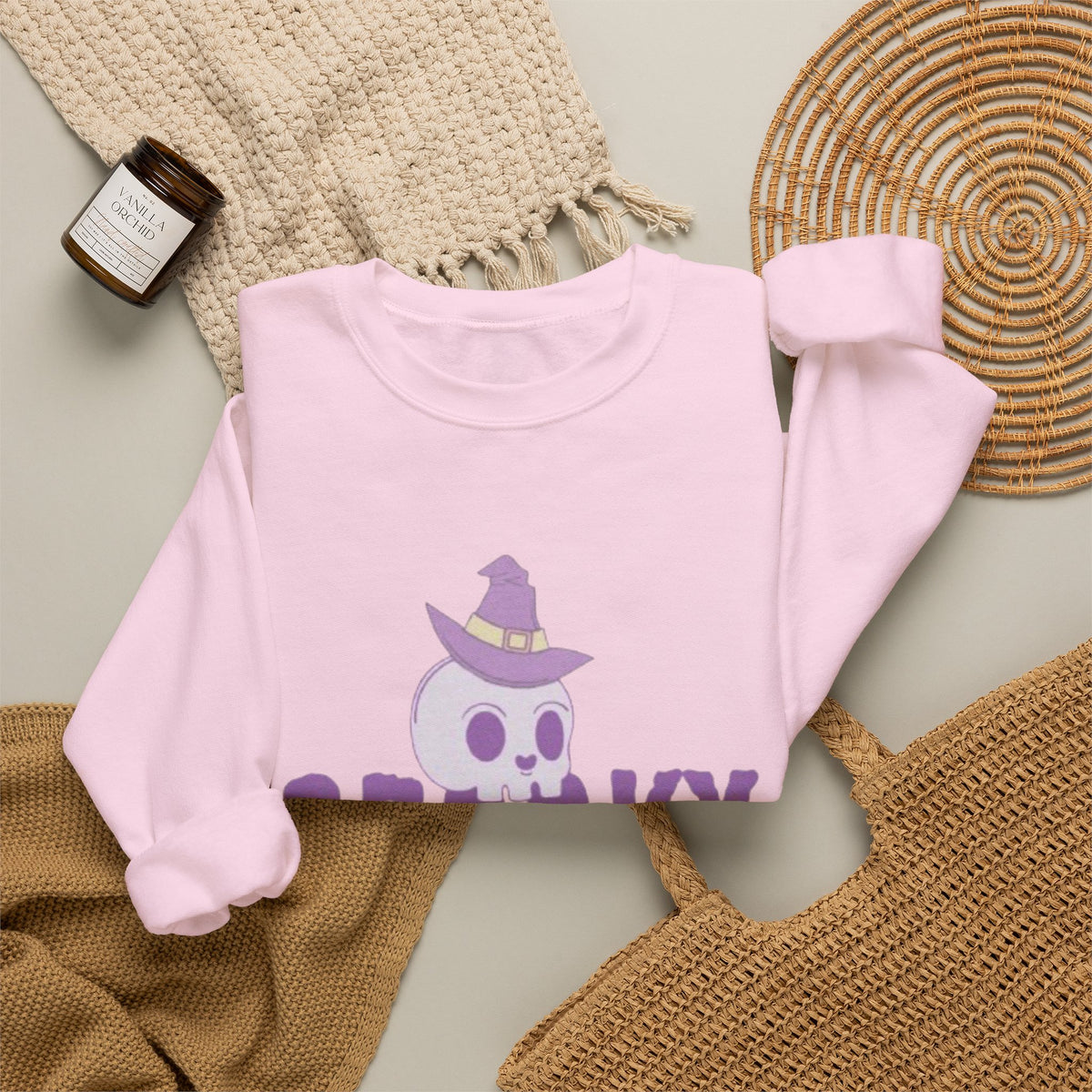 Spooky Mama Sweatshirt – Cute Purple Skull Witch Halloween Crewneck