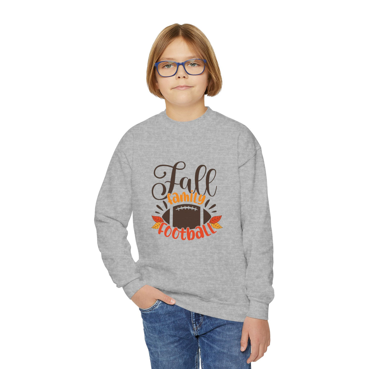 Youth Fall Family Football Crewneck Sweatshirt
