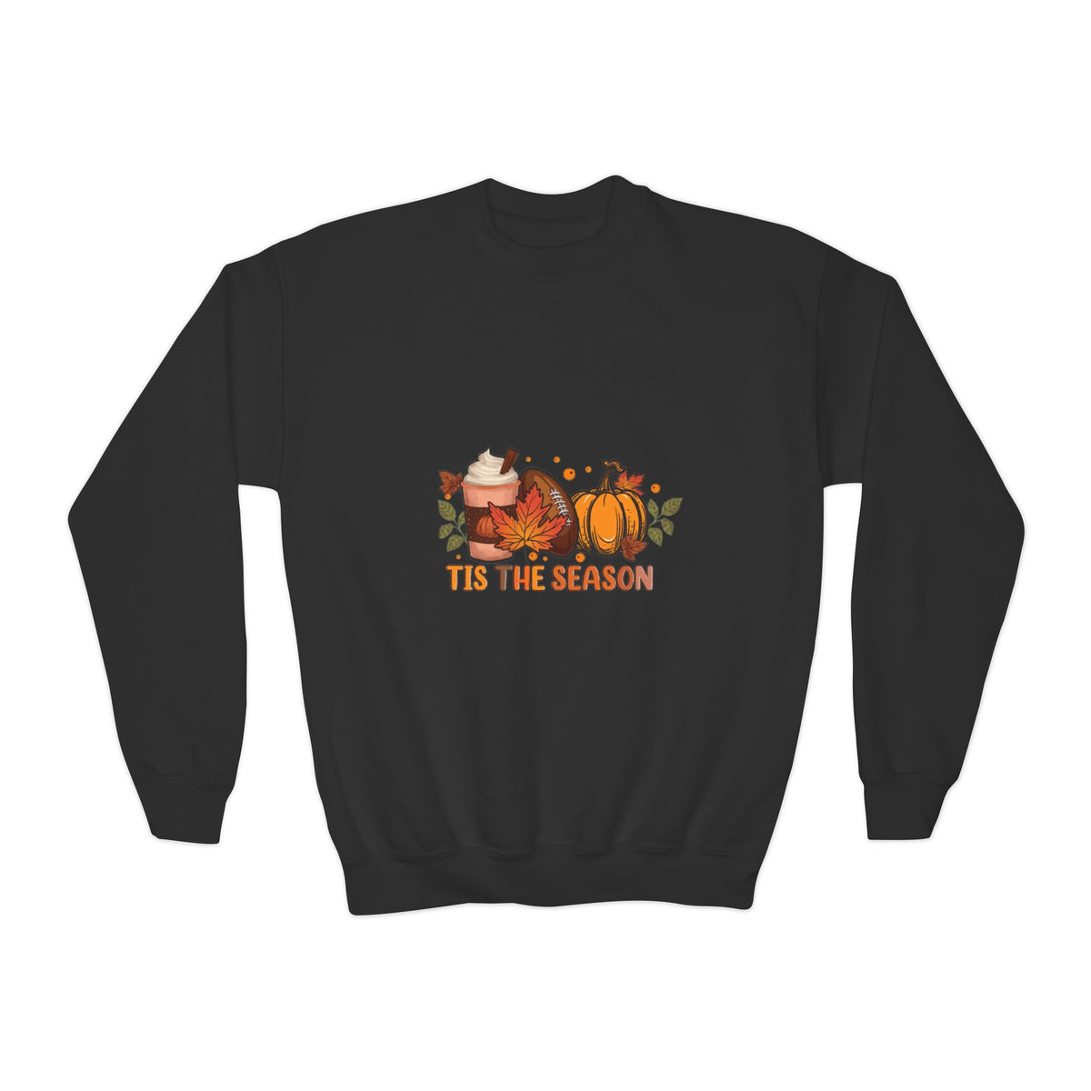 Youth Crewneck Sweatshirt — "Tis the Season" Pumpkin Fall Graphic