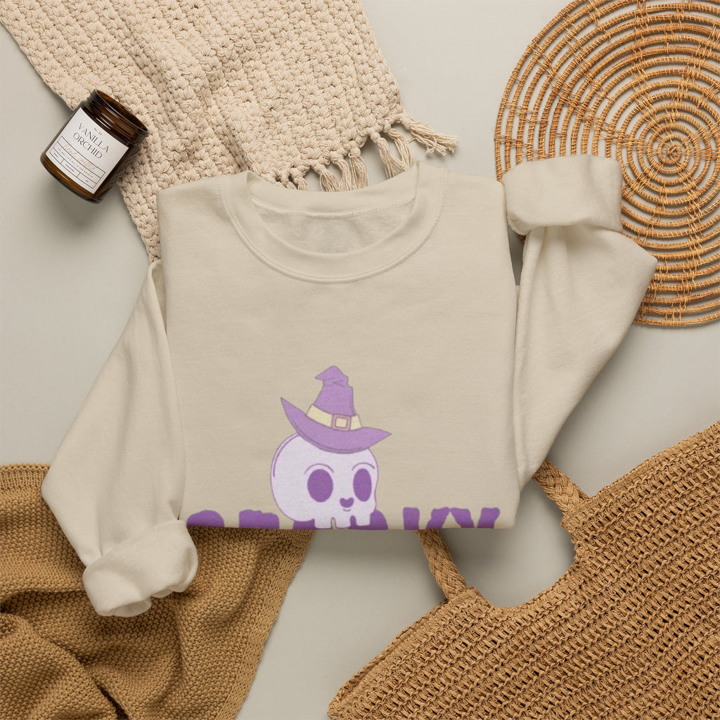 Spooky Mama Sweatshirt – Cute Purple Skull Witch Halloween Crewneck