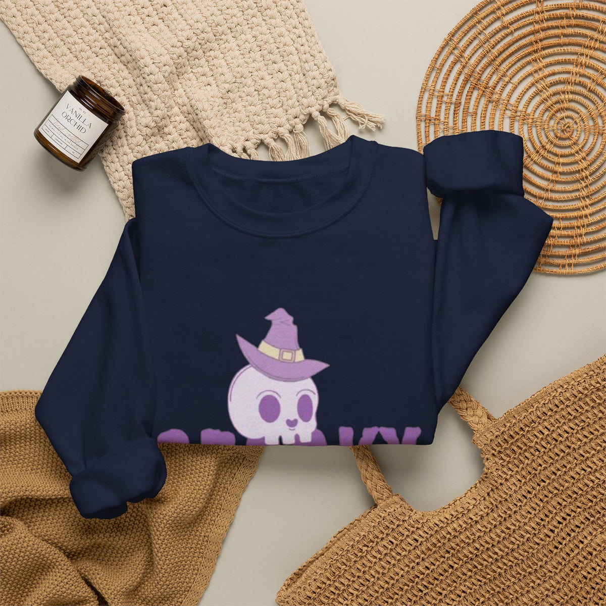 Spooky Mama Sweatshirt – Cute Purple Skull Witch Halloween Crewneck