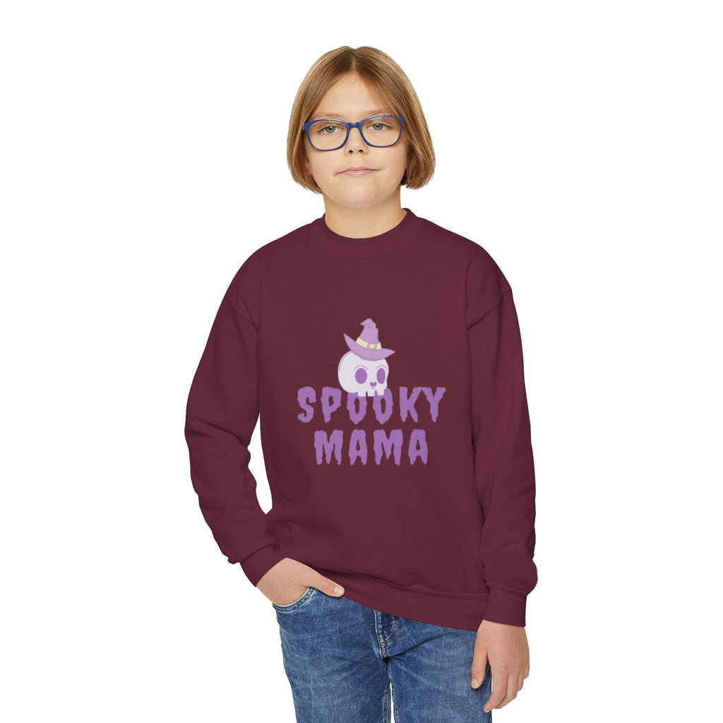 Youth Sweatshirt — "Spooky Mama" Ghost Halloween Crewneck
