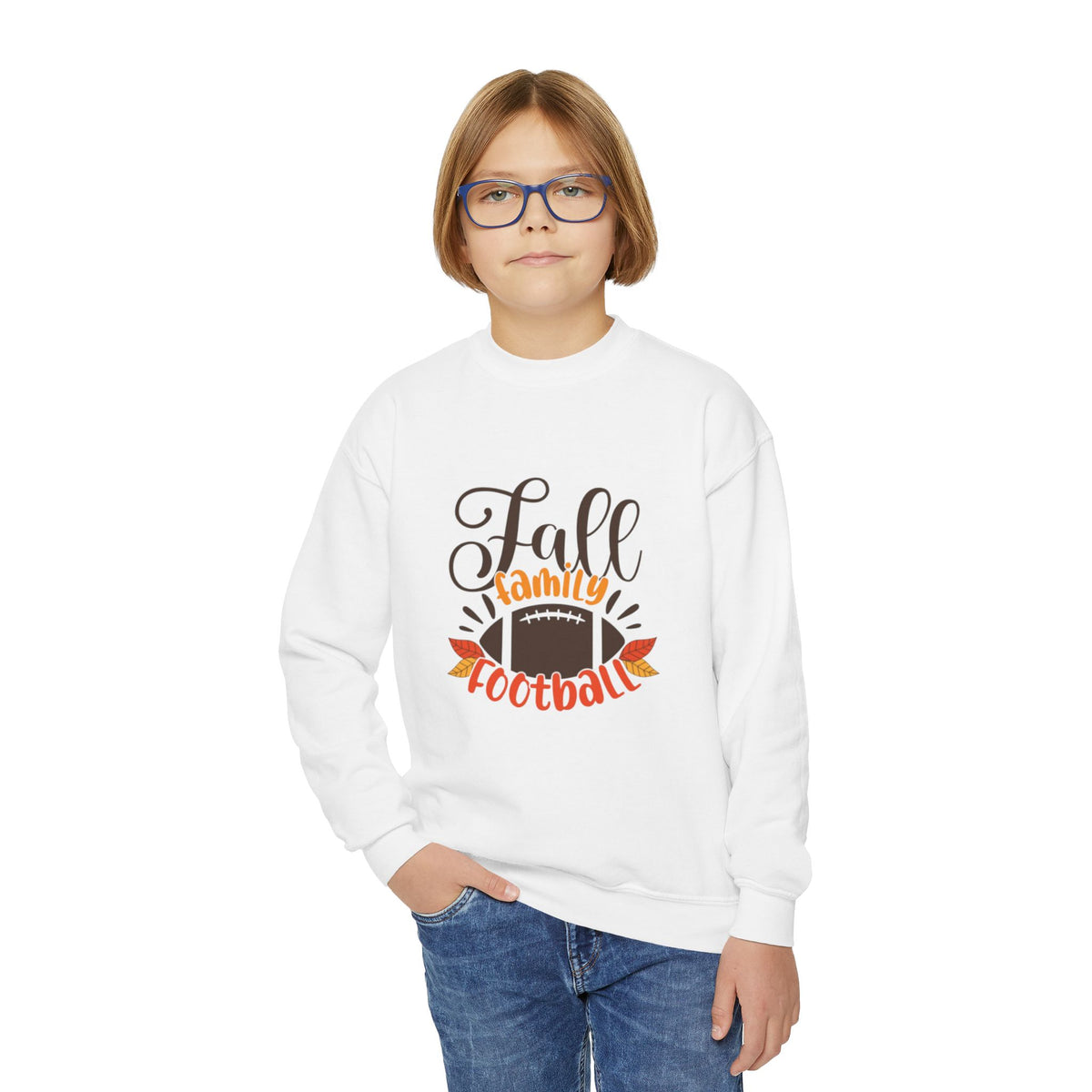 Youth Fall Family Football Crewneck Sweatshirt