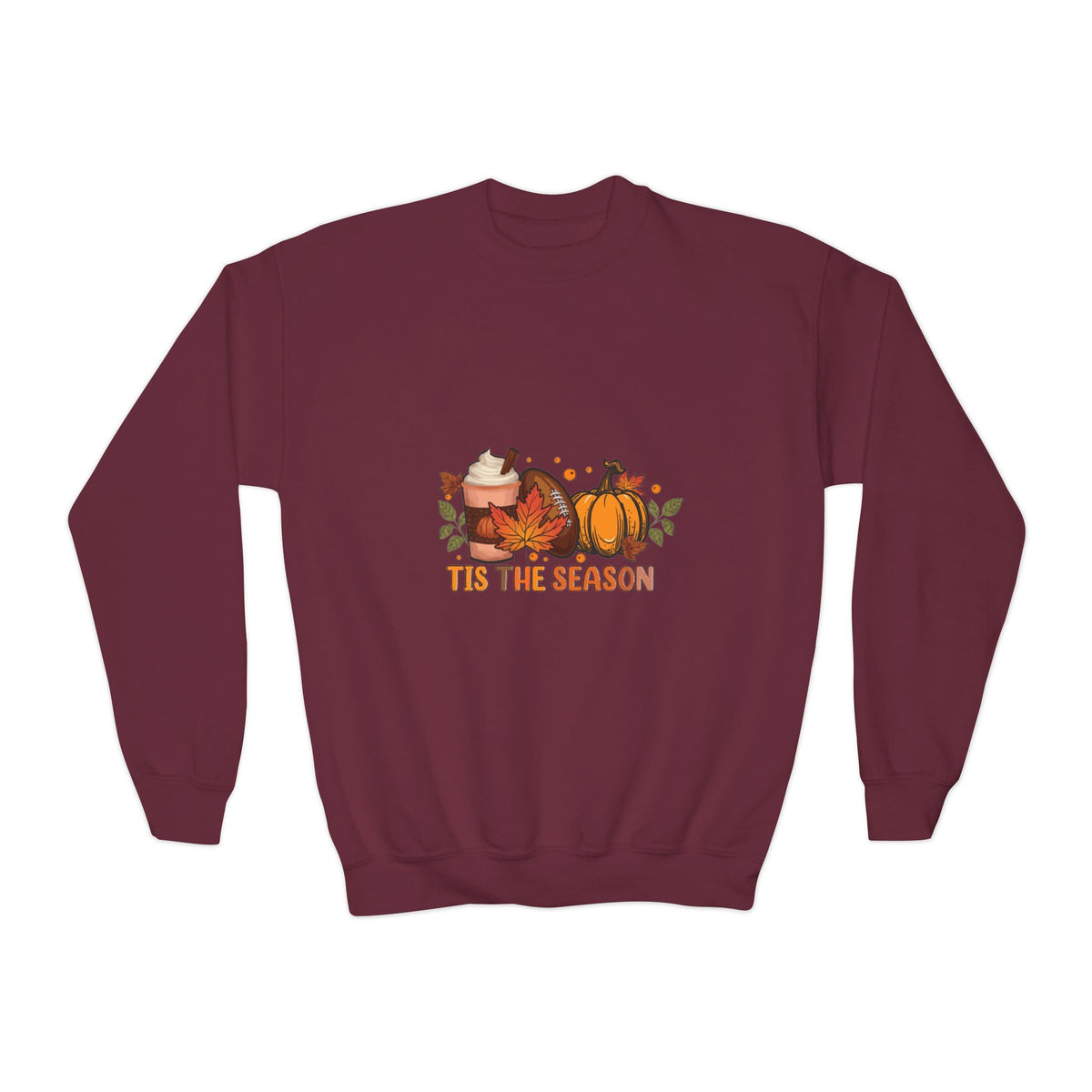 Youth Crewneck Sweatshirt — "Tis the Season" Pumpkin Fall Graphic