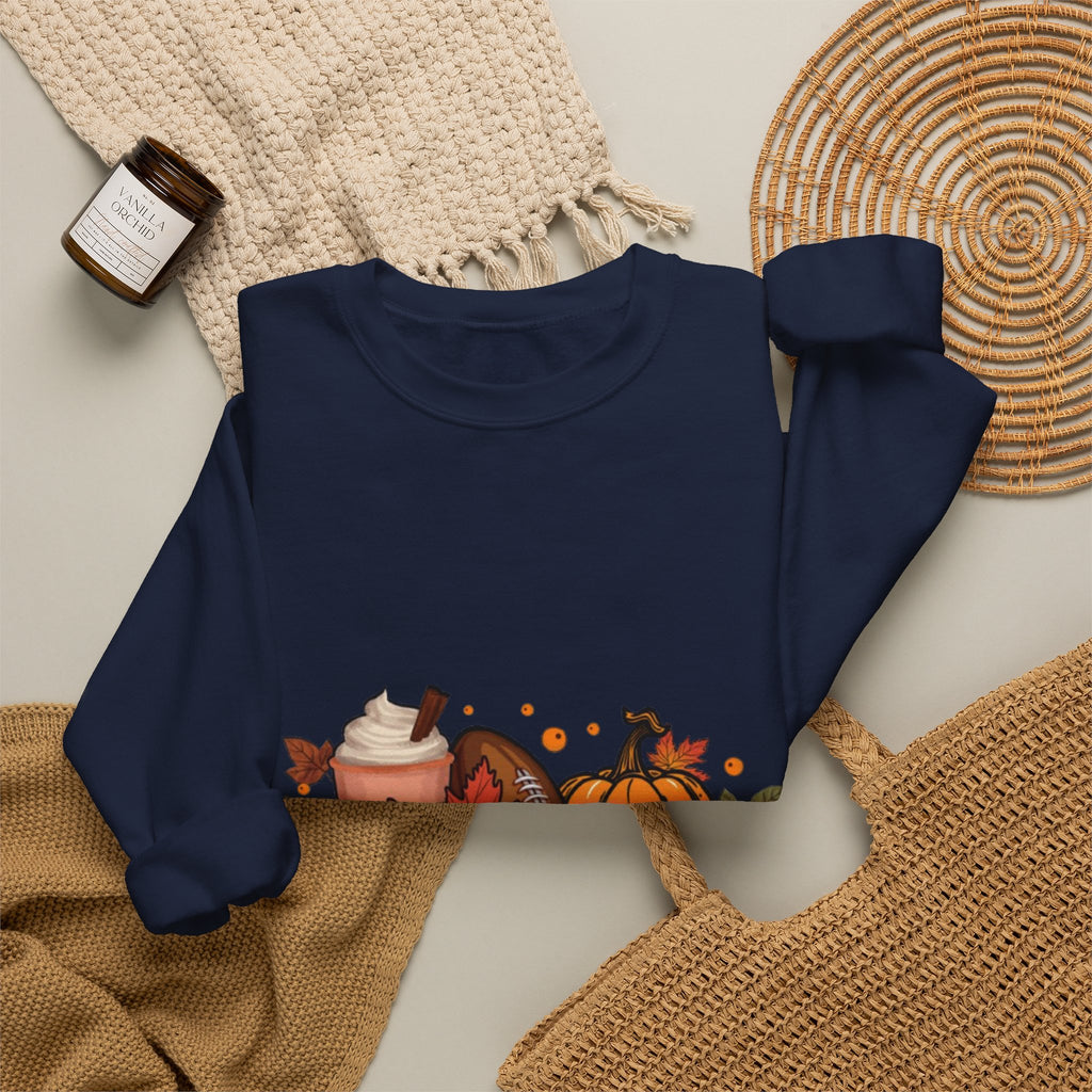 Fall Crewneck Sweatshirt - "Tis The Season" Pumpkin & Latte Autumn Design