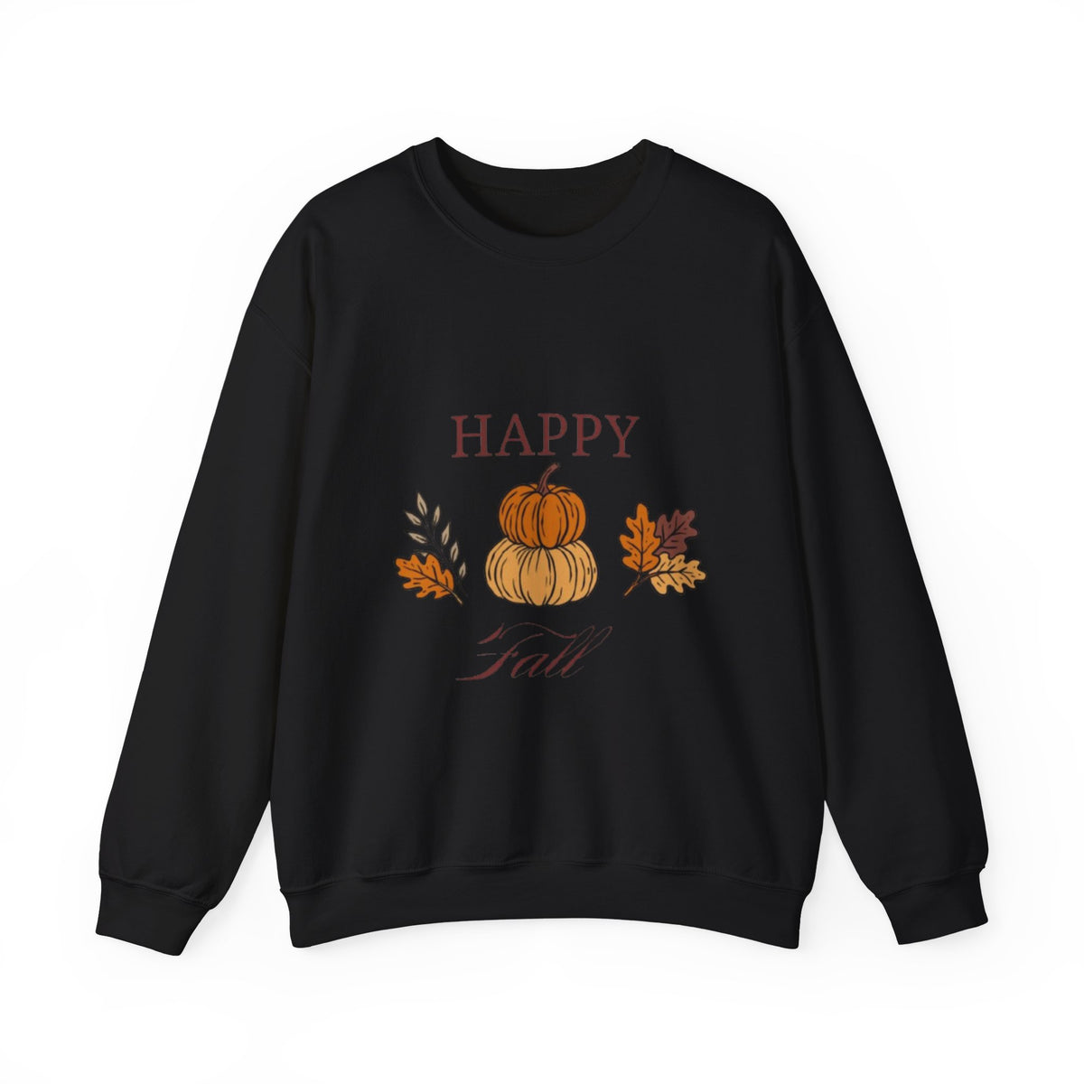 Happy Fall Crewneck Sweatshirt — Cozy Pumpkin & Autumn Leaves Pullover