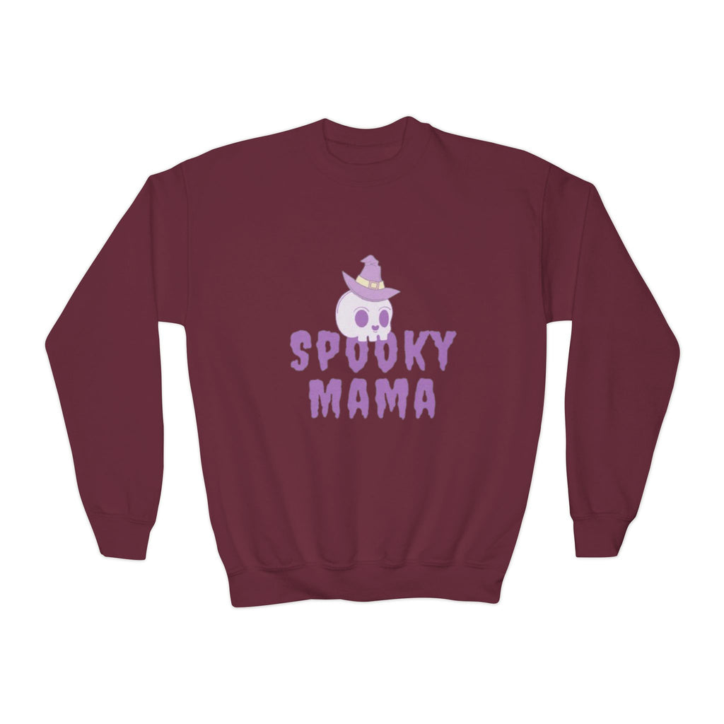 Youth Sweatshirt — "Spooky Mama" Ghost Halloween Crewneck