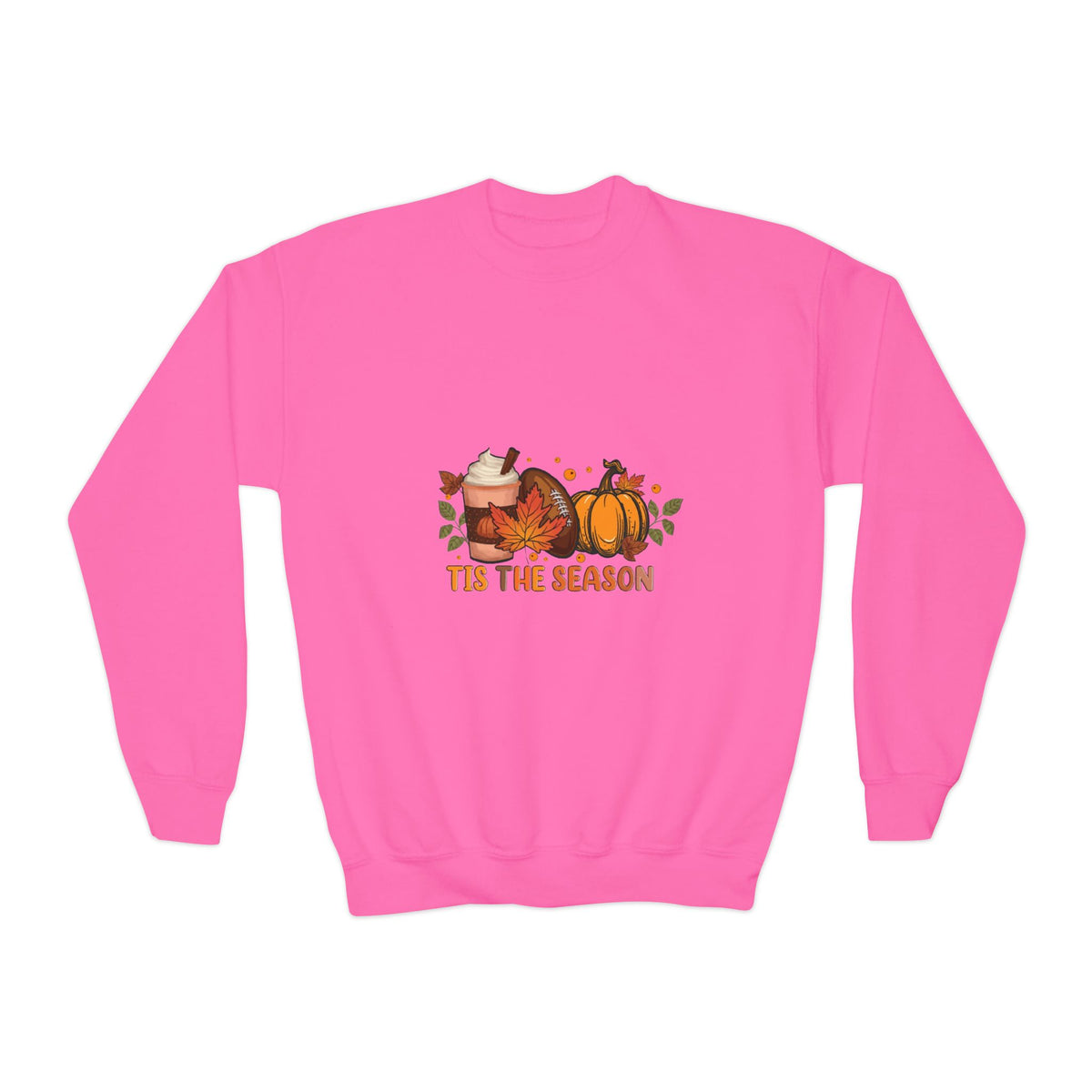 Youth Crewneck Sweatshirt — "Tis the Season" Pumpkin Fall Graphic