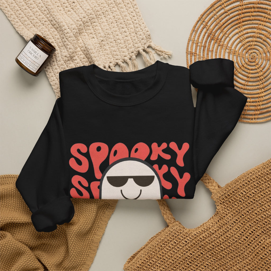 Ghost Graphic Sweatshirt — "Spooky" Retro Cute Halloween Crewneck