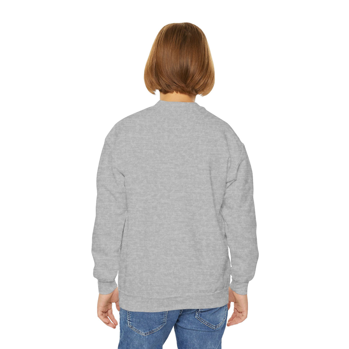 Youth Sweatshirt — "Too Cute to Spook" Halloween Ghost Crewneck