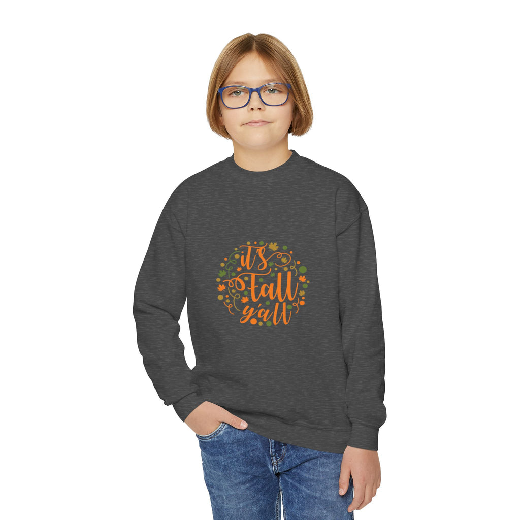 Youth Crewneck Sweatshirt — "It's Fall Y'all" Autumn Kids Pullover