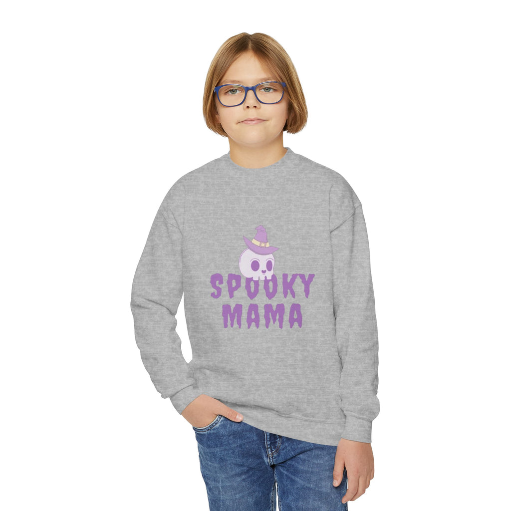 Youth Sweatshirt — "Spooky Mama" Ghost Halloween Crewneck