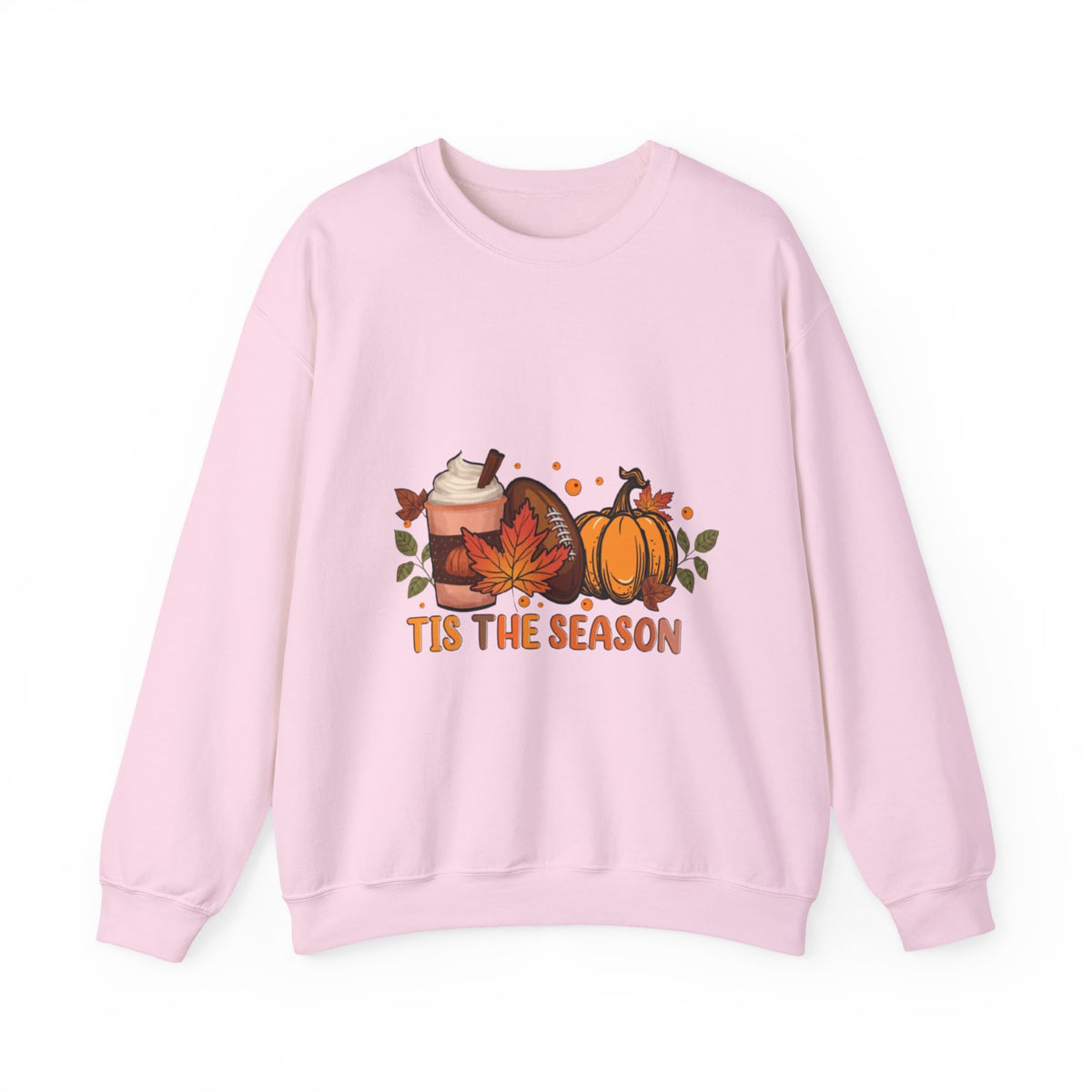 Fall Crewneck Sweatshirt - "Tis The Season" Pumpkin & Latte Autumn Design
