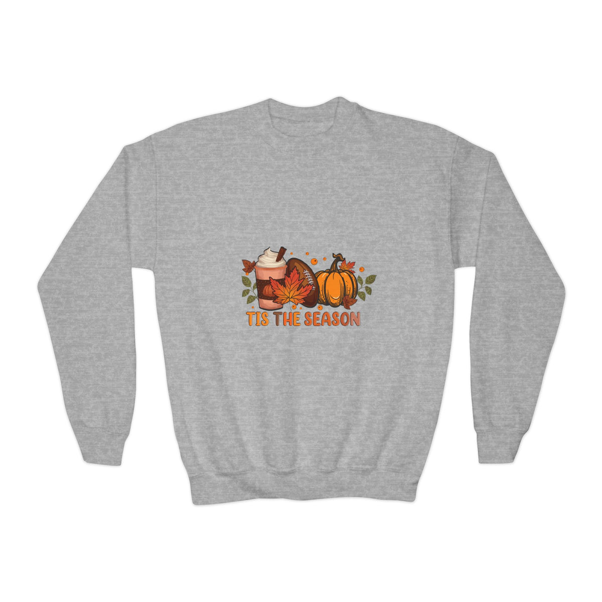 Youth Crewneck Sweatshirt — "Tis the Season" Pumpkin Fall Graphic