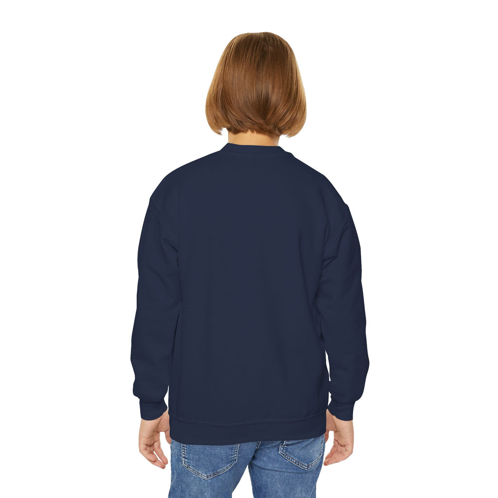 Youth Crewneck Sweatshirt — "Happy Fall" Pumpkin & Leaves Kids Sweatshirt