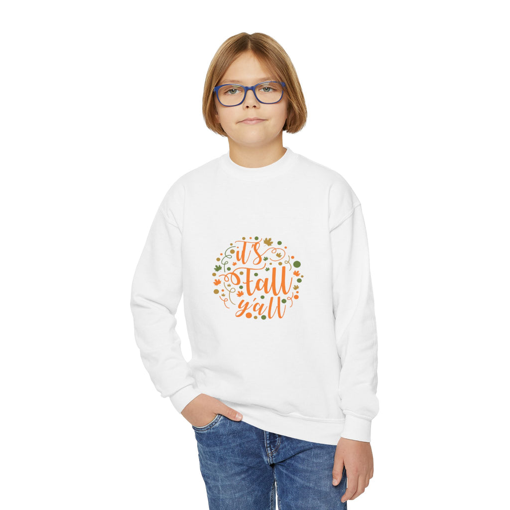Youth Crewneck Sweatshirt — "It's Fall Y'all" Autumn Kids Pullover