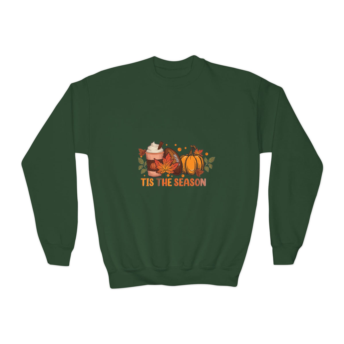 Youth Crewneck Sweatshirt — "Tis the Season" Pumpkin Fall Graphic