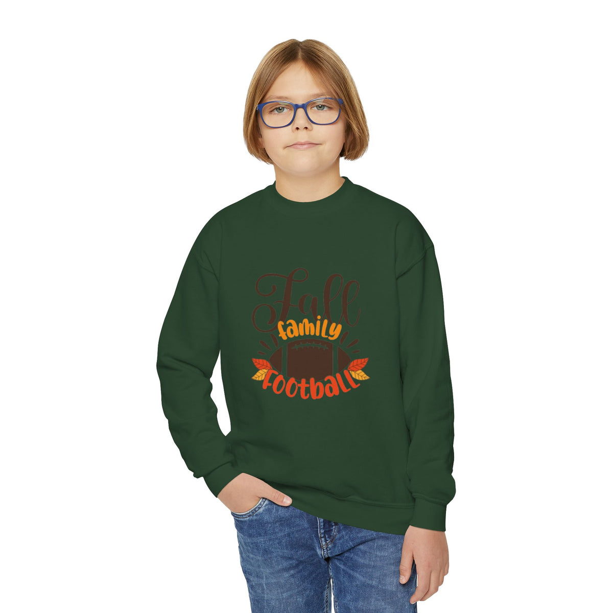 Youth Fall Family Football Crewneck Sweatshirt