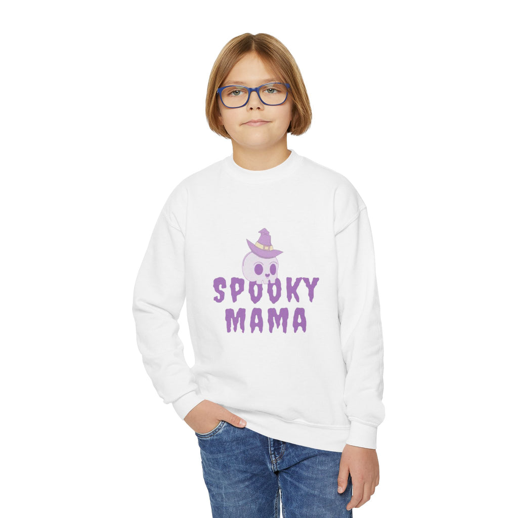 Youth Sweatshirt — "Spooky Mama" Ghost Halloween Crewneck