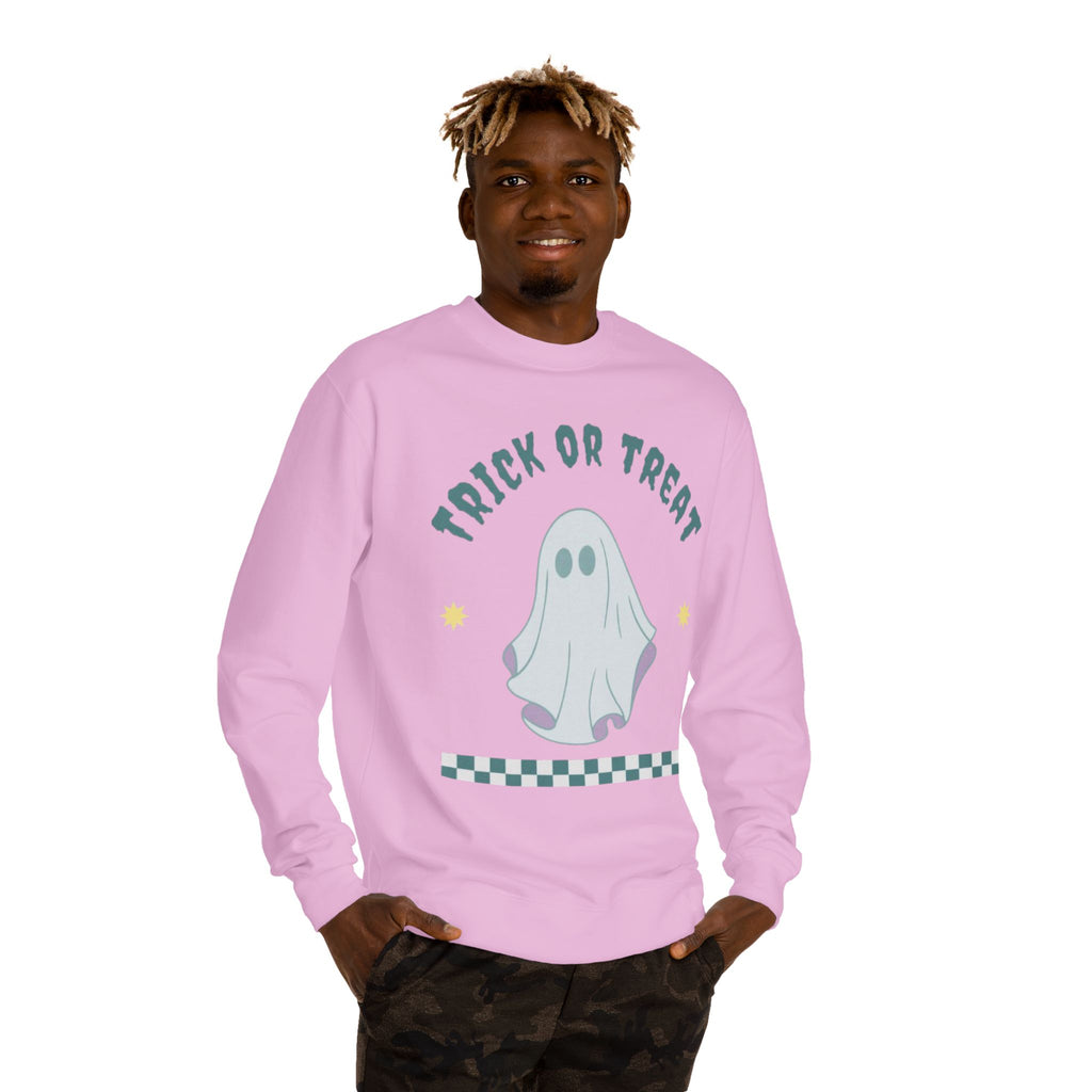 Halloween Ghost Sweatshirt — "Happy Halloween" Trick or Treat Crewneck