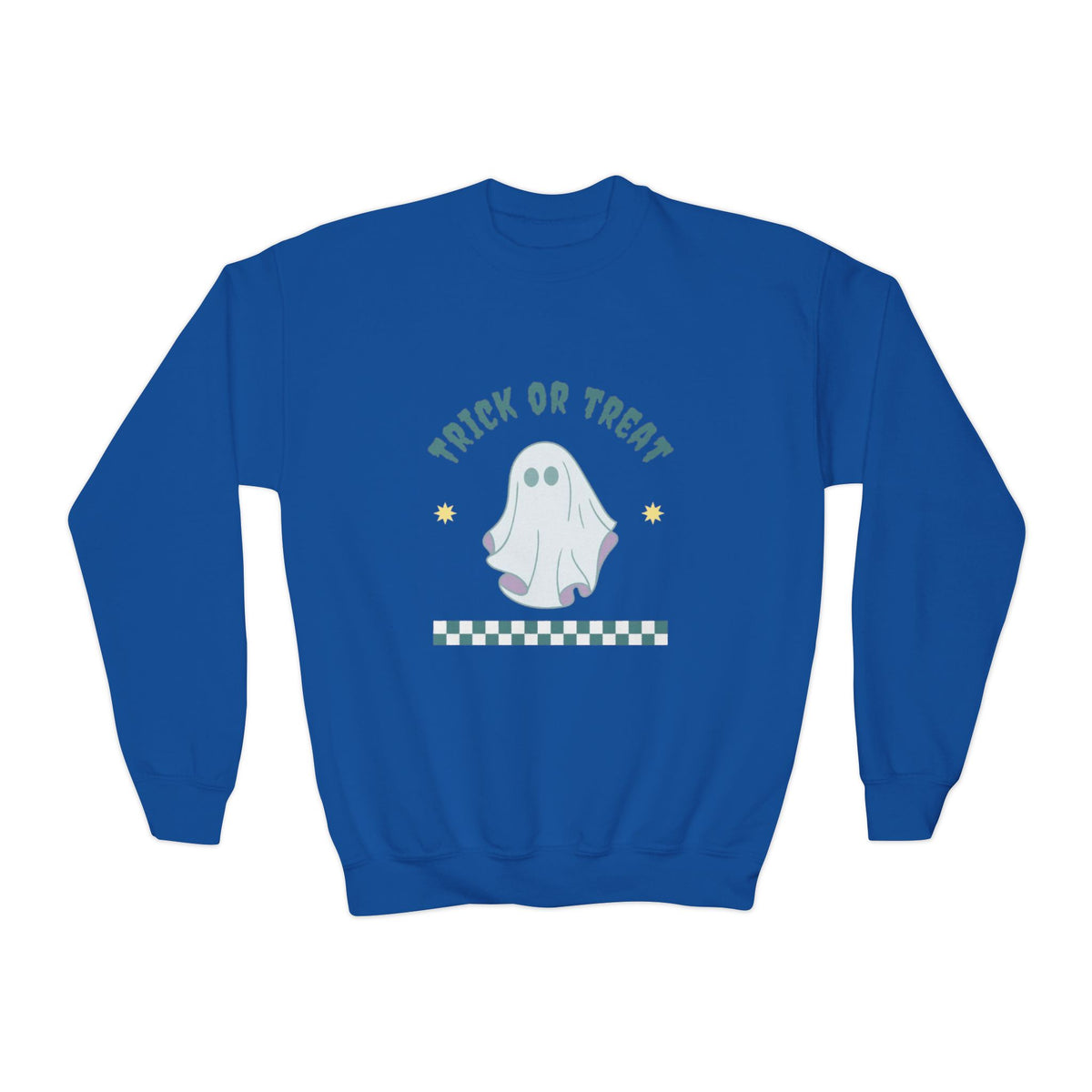 Youth Halloween Sweatshirt - 'Trick or Treat' Cute Ghost Crewneck