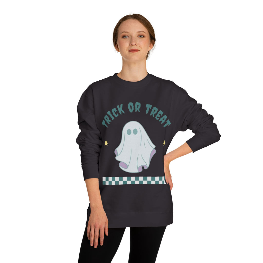 Halloween Ghost Sweatshirt — "Happy Halloween" Trick or Treat Crewneck