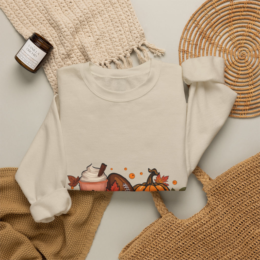 Fall Crewneck Sweatshirt - "Tis The Season" Pumpkin & Latte Autumn Design